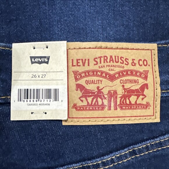 Levis Ribcage Straight Ankle Jeans Women 26 Stretch Distressed Dark Wash Denim - Picture 4 of 13